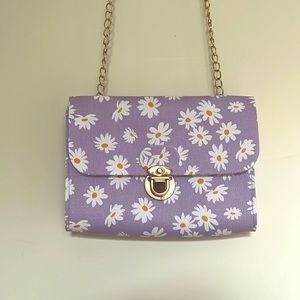 Purple side bag with flowers